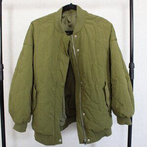 Women's Quilted Bomber Jacket Green L